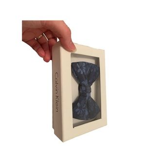 Calvin Klein Navy Floral Pattern Bow tie